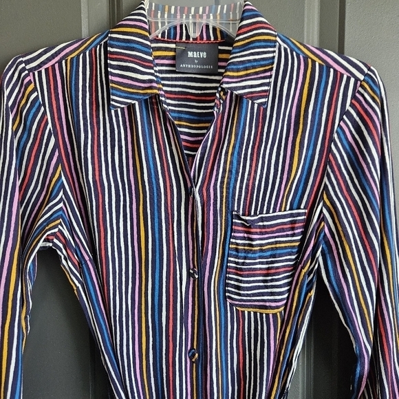 Maeve by Anthropologie Letty Striped Shirtdress Sz 2 - Picture 5 of 13